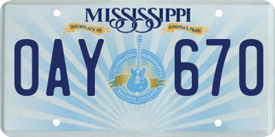 MS license plate OAY670