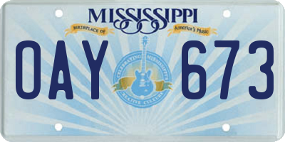 MS license plate OAY673