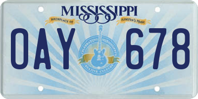 MS license plate OAY678
