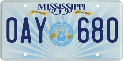 MS license plate OAY680