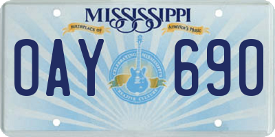 MS license plate OAY690