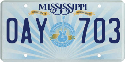 MS license plate OAY703