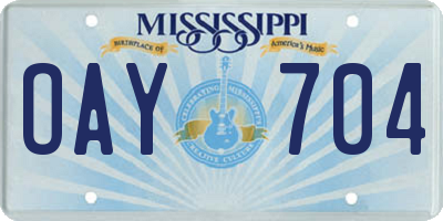 MS license plate OAY704