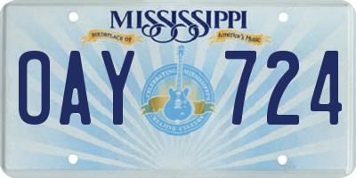 MS license plate OAY724