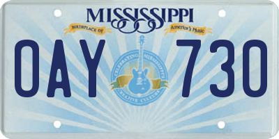 MS license plate OAY730