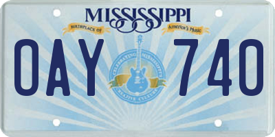 MS license plate OAY740