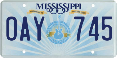 MS license plate OAY745