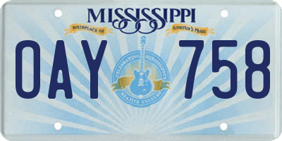 MS license plate OAY758