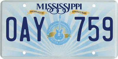 MS license plate OAY759