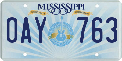 MS license plate OAY763