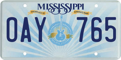 MS license plate OAY765