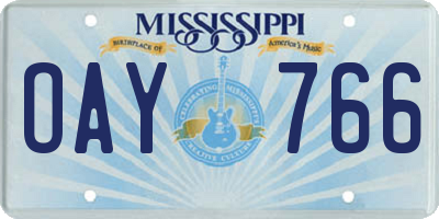 MS license plate OAY766