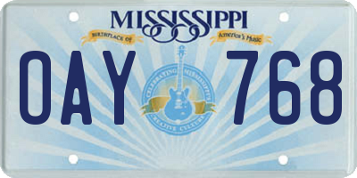 MS license plate OAY768