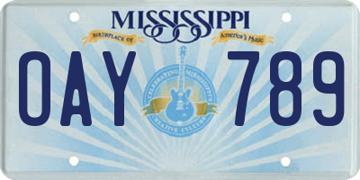 MS license plate OAY789