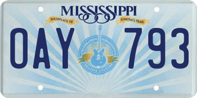MS license plate OAY793