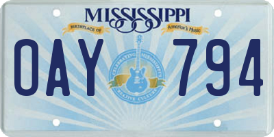 MS license plate OAY794