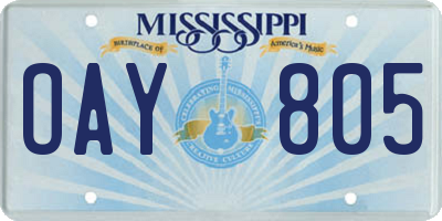 MS license plate OAY805