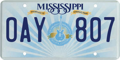 MS license plate OAY807