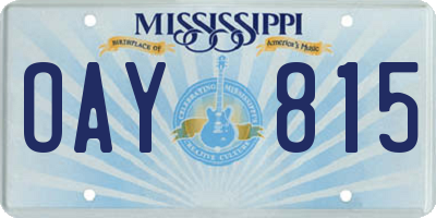 MS license plate OAY815