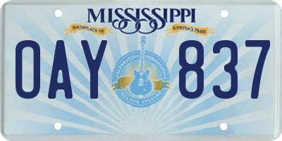 MS license plate OAY837