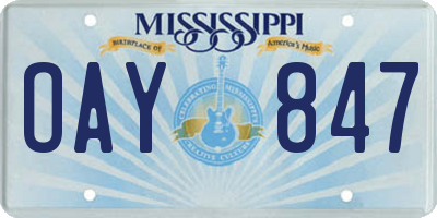MS license plate OAY847