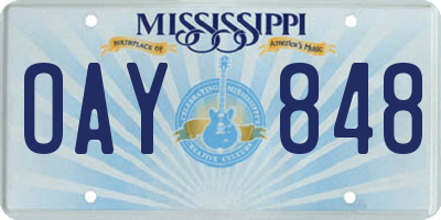MS license plate OAY848