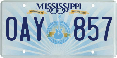 MS license plate OAY857