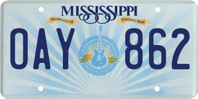 MS license plate OAY862