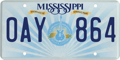 MS license plate OAY864