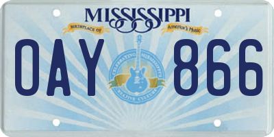 MS license plate OAY866