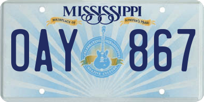 MS license plate OAY867