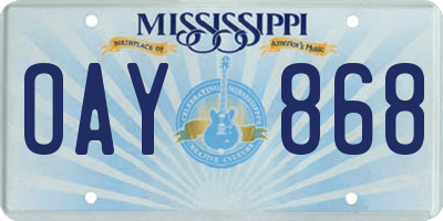 MS license plate OAY868