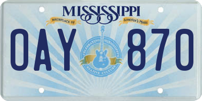 MS license plate OAY870