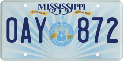 MS license plate OAY872