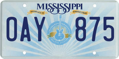 MS license plate OAY875