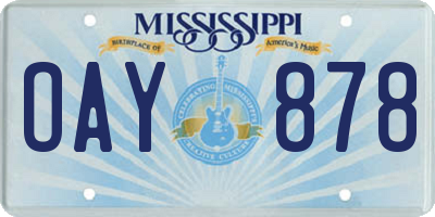 MS license plate OAY878