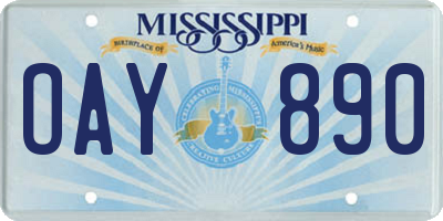 MS license plate OAY890
