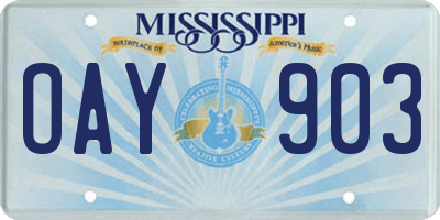 MS license plate OAY903
