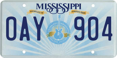 MS license plate OAY904