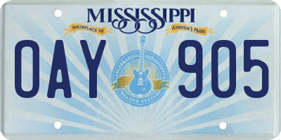 MS license plate OAY905