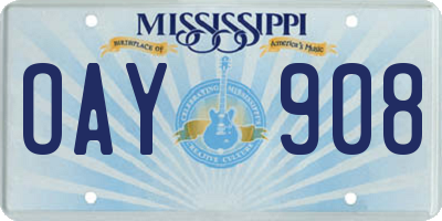 MS license plate OAY908