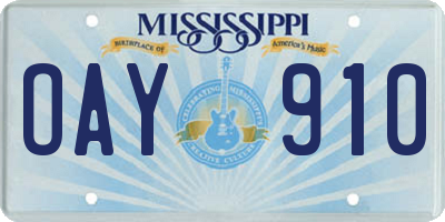 MS license plate OAY910