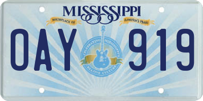 MS license plate OAY919