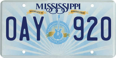 MS license plate OAY920