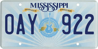 MS license plate OAY922