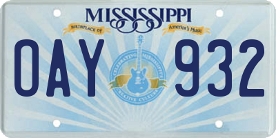 MS license plate OAY932