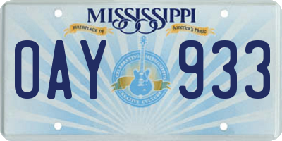 MS license plate OAY933