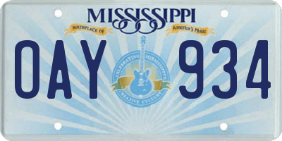 MS license plate OAY934