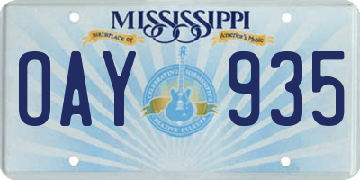 MS license plate OAY935
