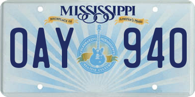 MS license plate OAY940